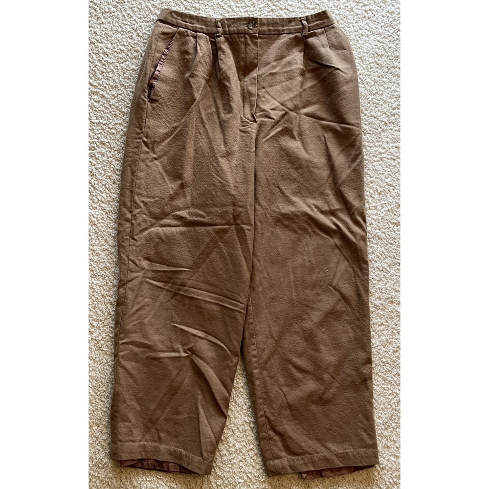 Vintage Pendleton Pleated Brown Lined 100% Wool Trouser Pants Women 14 Short USA
